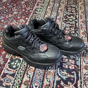 Skechers Men's Black Leather Sneakers